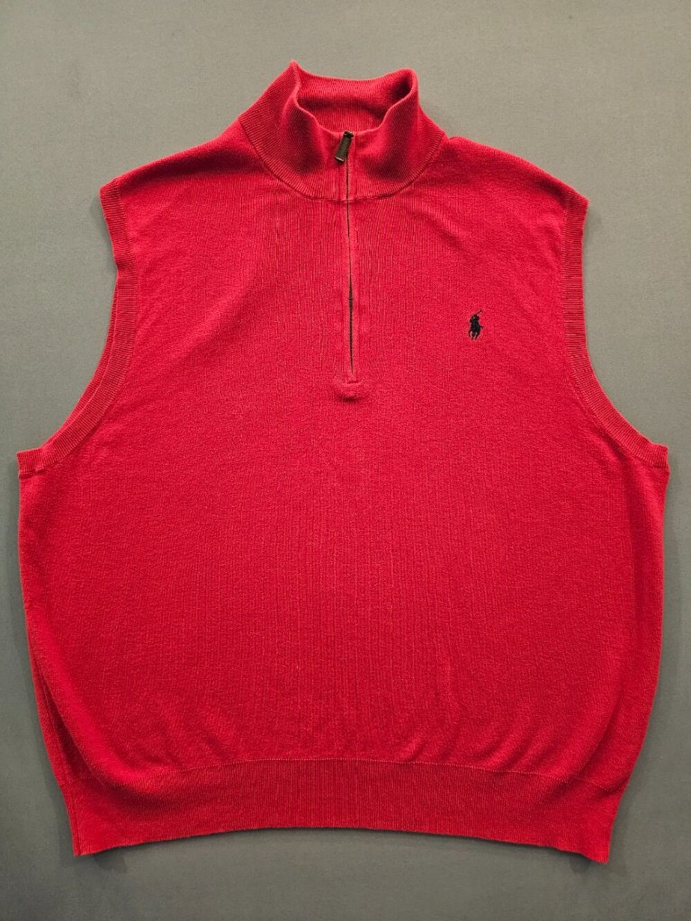 Polo Ralph Lauren Pima Cotton Quarter Zip Sweater Vest Red Mens XL